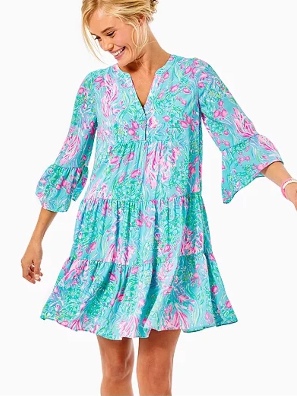 Lilly Pulitzer Gabriel Dress in the Amalfi Blue Best Fishes